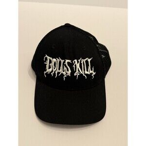 Dolls Kill Unisex Adults OS Black/White Embroidered Logo  Trucker Snapback NWOT